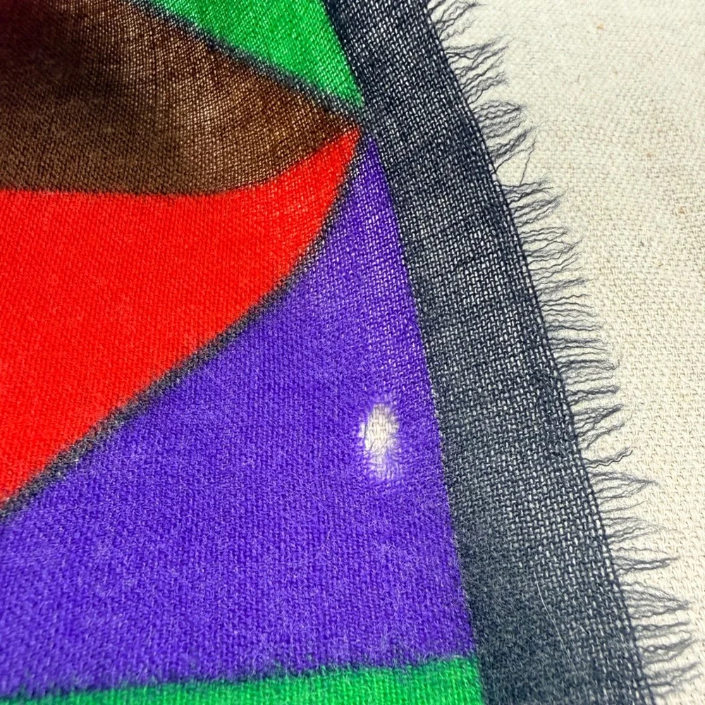 Vintage Yves Saint Laurent Wool Scarf 32" Square Geometric Mod Made READ - Picture 8 of 9